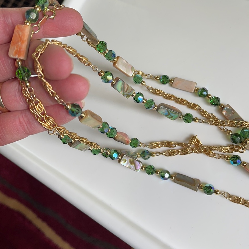 VTG Napier Orange Abalone/Green Tourmaline Necklac